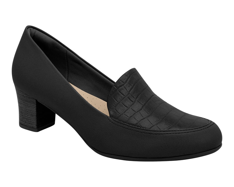 Piccadilly Reference: 110102 presents a Black Color Business Court Shoe with a Medium Heel – a Moccasin-inspired design with a heel.