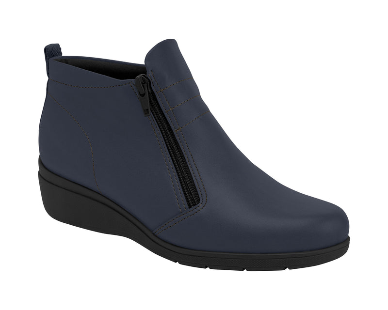 Ref: 117100-11 Piccadilly Wedge Ankle Boot - Soft Navy Napa: Made in Brazil with Precision Fit and Blister-Free