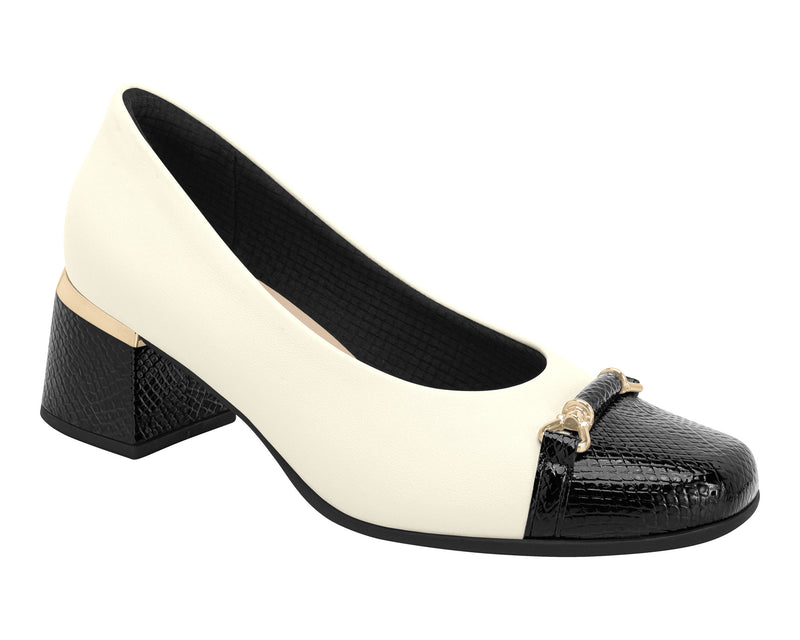 Piccadilly Ref: 748010 Piccadilly Court Shoe! Slip into style with this wide feet-friendly stretch material, complete with a medium heel and a chic lizzard texture in classic black & white.