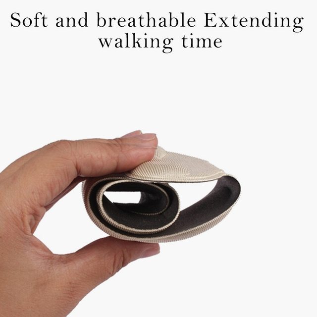 A pair of Nude High-Heel Fashion Insoles for Women are displayed side by side on a beige background, showcasing their comfortable, breathable design and stylish contours that mimic the shape of high-heeled shoes.