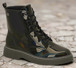 Vizzano Ref 3055.103 Women Fashion Military Style Ankle Boot in Patent Holographic Black