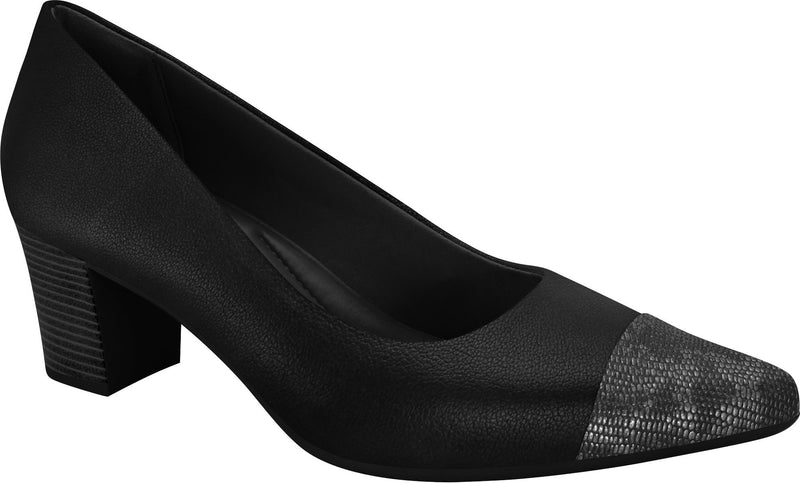 Ramarim 1881403 Women Fashion Comfortable Business Shoe Mid Heel in Black Cobra Metal