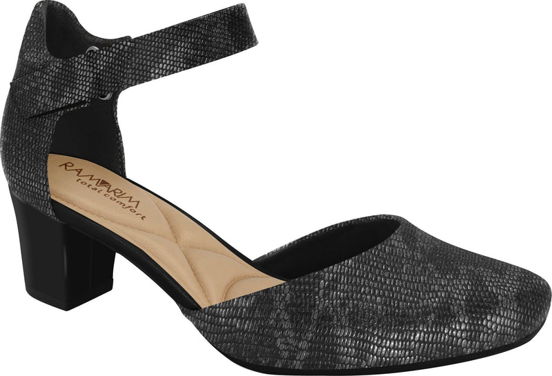 Ramarim 1884251 Women Fashion Comfortable Business Shoe Mid Heel in Black Cobra