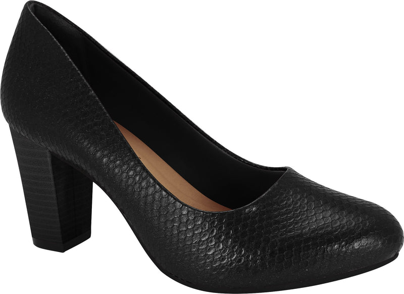 Ramarim 1894252 Women Fashion Comfortable Business Shoe Mid Heel in Piton Black