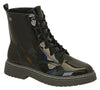 Vizzano Ref 3055.103 Women Fashion Military Style Ankle Boot in Patent Holographic Black