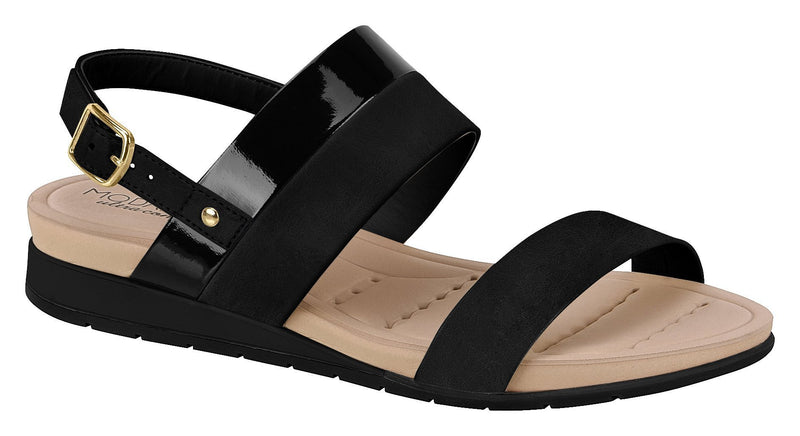 Beira Rio 7113.103-1345 Women Flat Platform Wedge Fashion Summer Comfort Sandal in Black