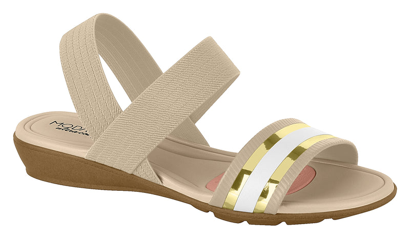 Modare 7127.214 Women Comfortable Flat Sandal in Beige White Gold