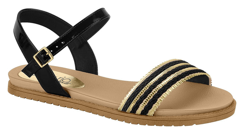 Beira Rio 8337.115-1343 Women Fashion Flat Summer Sandal Comfort in Black