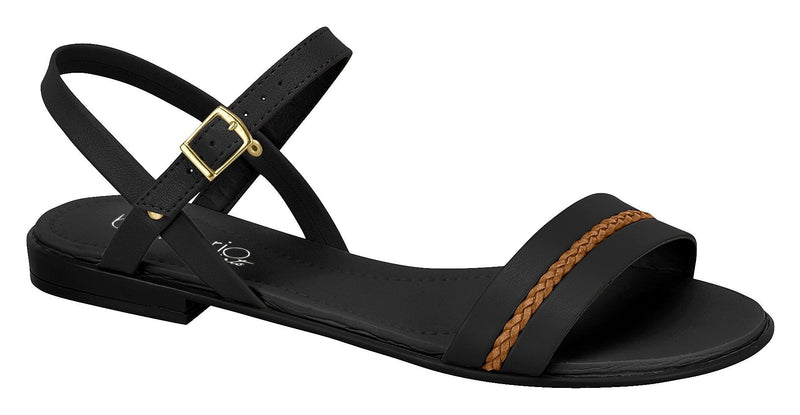 Beira Rio 8350.108-1225 Women Fashion Flat Summer Sandal Comfort in Black