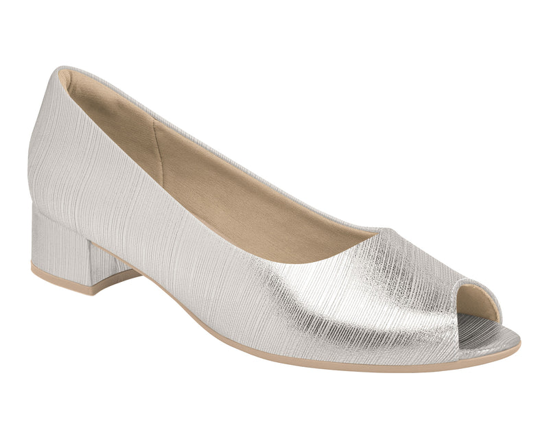 Piccadilly Ref: 114046 Business Court Peep Toe Shoe Low Heel in Silver