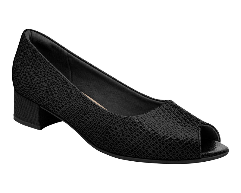 Piccadilly Ref: 114046 Business Court Peep Toe Shoe Low Heel in Black