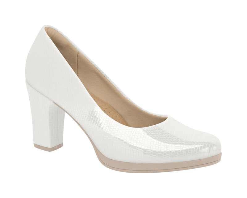 Piccadilly Ref: 130185 Business Court Shoe Medium Heel in Lizzard White